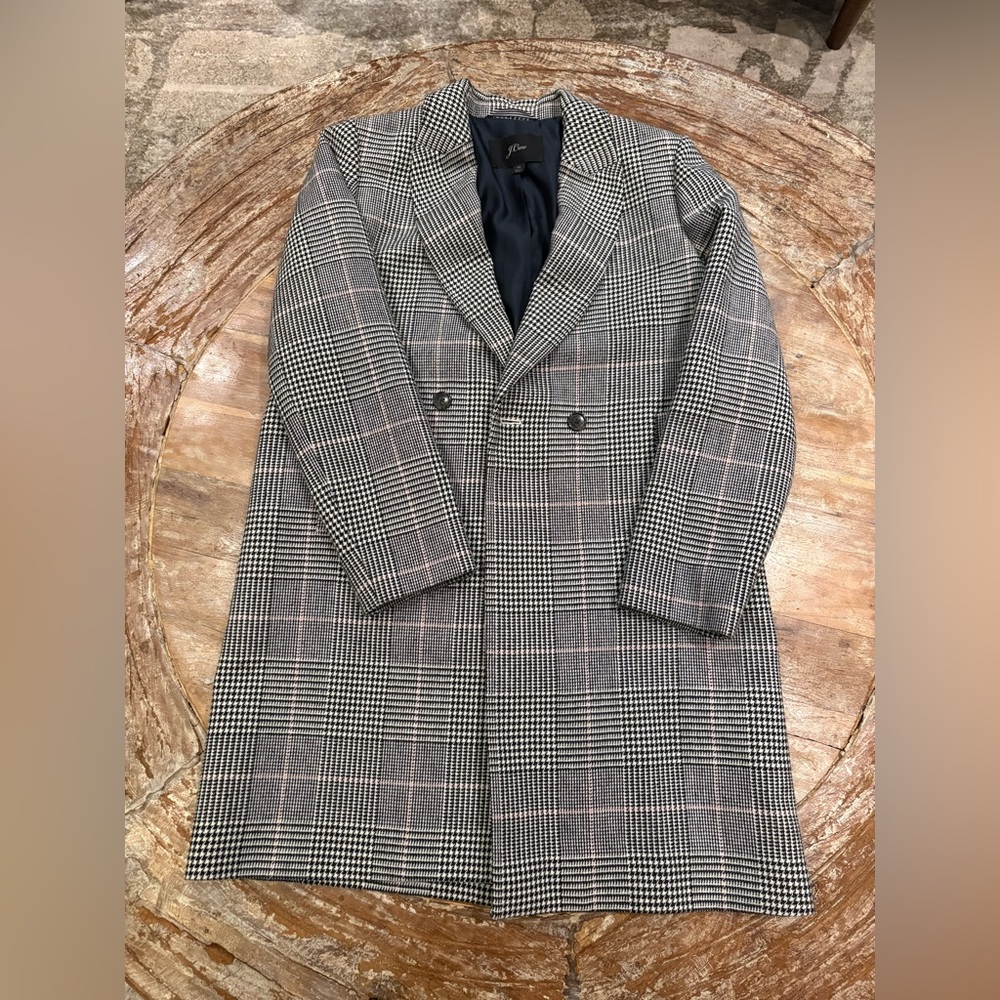 JCrew Black and White Glenplaid Coat